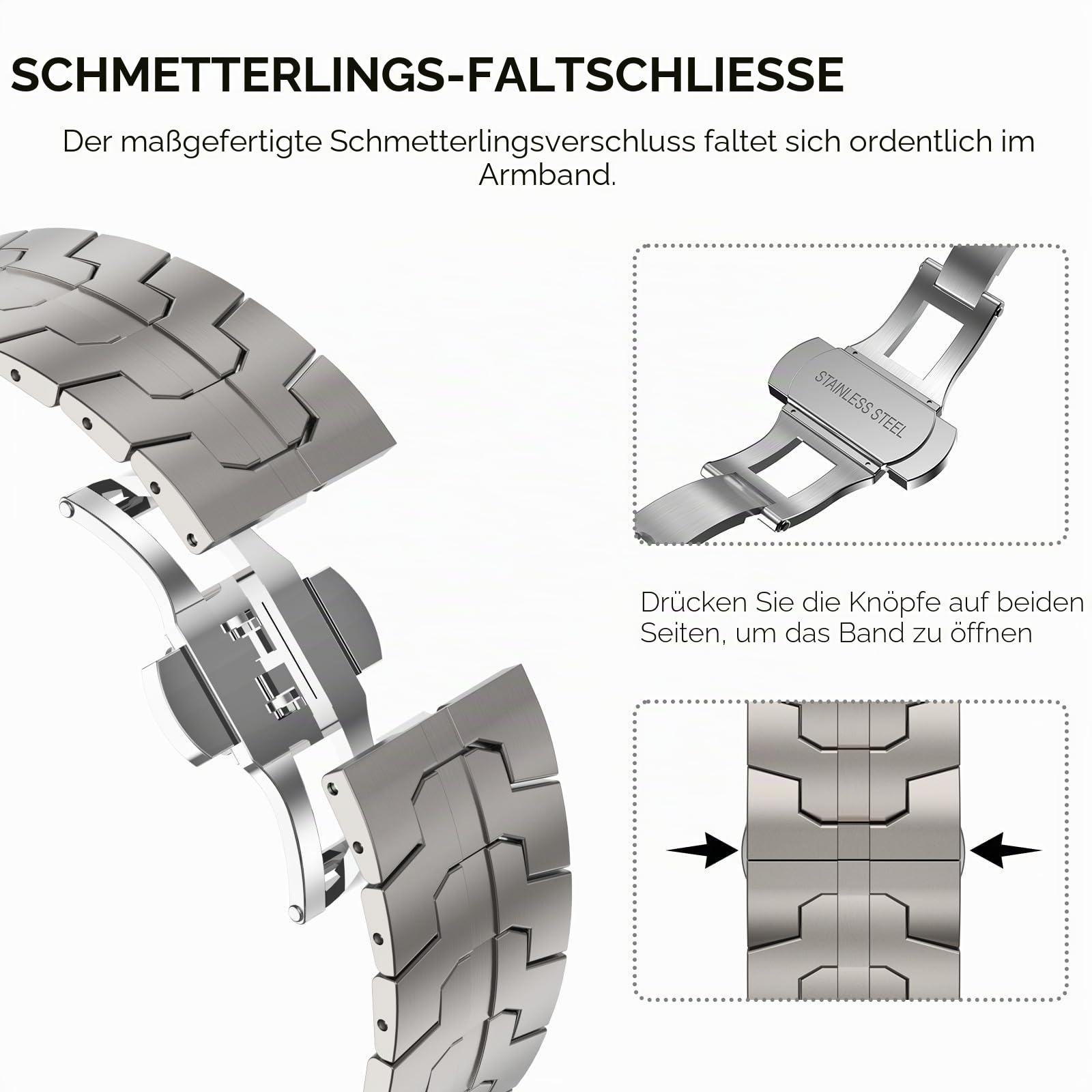 CHANCHY 49mm 46mm 45mm 44mm 42mm(Serie 3) für Apple Watch Armband,Edelstahl Gliederarmband Metall Ersatzarmbänder Geeignet für Apple watch Ultra 3/Ultra 2 1/SE 3 2 1/ Series 11 10 9 8 7 6 5 4 3 2 1