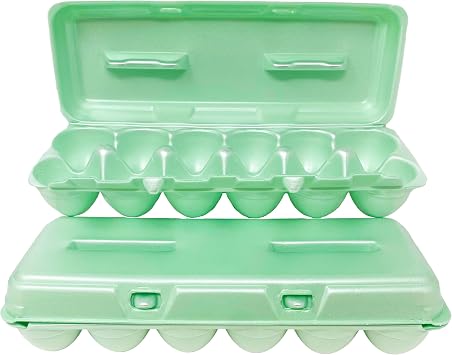 Cackle Hatchery Foam Egg Cartons for Chicken Eggs Holds 1 Dozen Eggs Green, 15pk