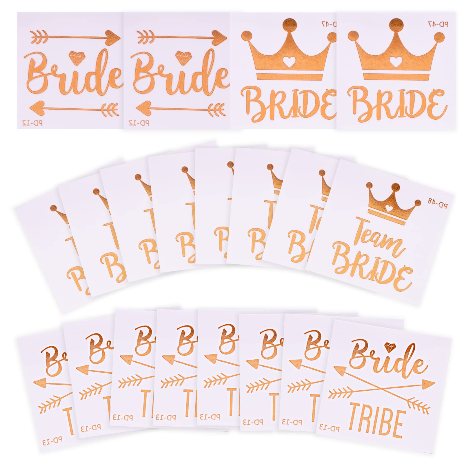 20-Pack Team Bride Temporary Tattoos for Hen Party Gold Bachelorette Party Accessories, Style B, 20 Sheets