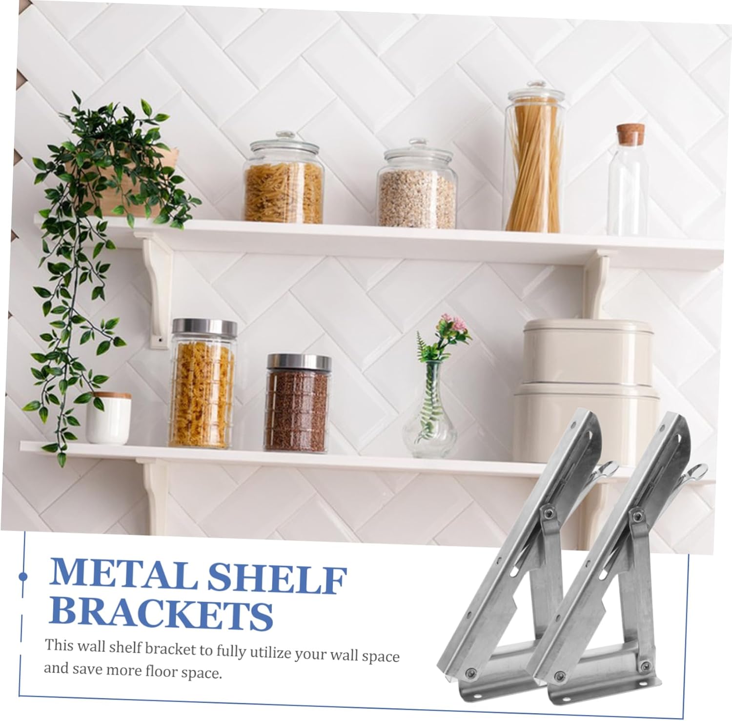 LIFKOME 1pair Heavy Duty Metal Shelf Brackets Angled Support Brackets for Wall Shelves Space-Saving Design for Apartments Storage