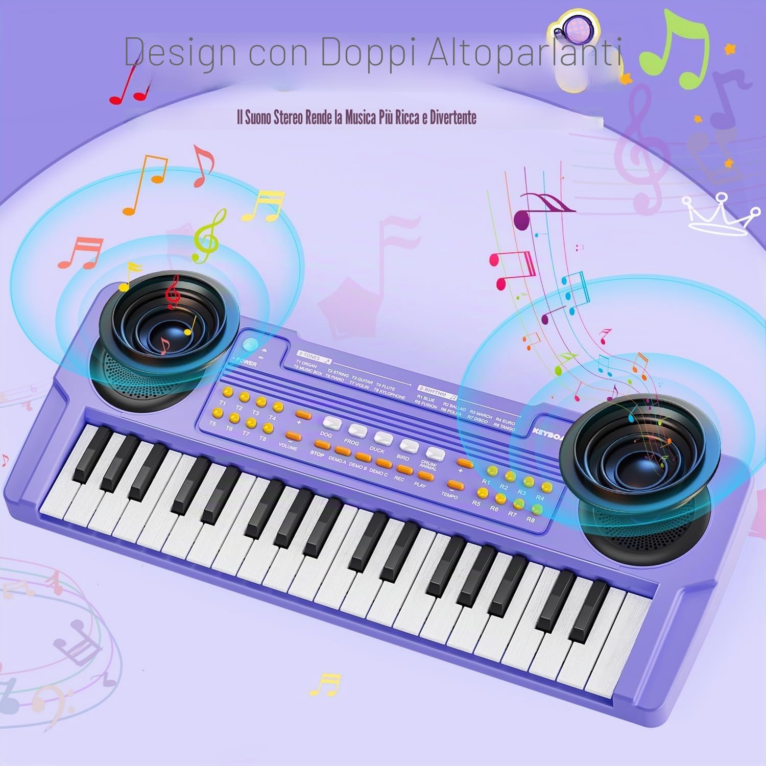Pianoforte Tastiera Giocattolo per Piccoli - Pianoforte Elettrico 37 Tasti con Microfono - Giocattoli per Bambine Bambini di 3 4 5 6 7 Anni - Regali di Compleanno e Natale (Viola)