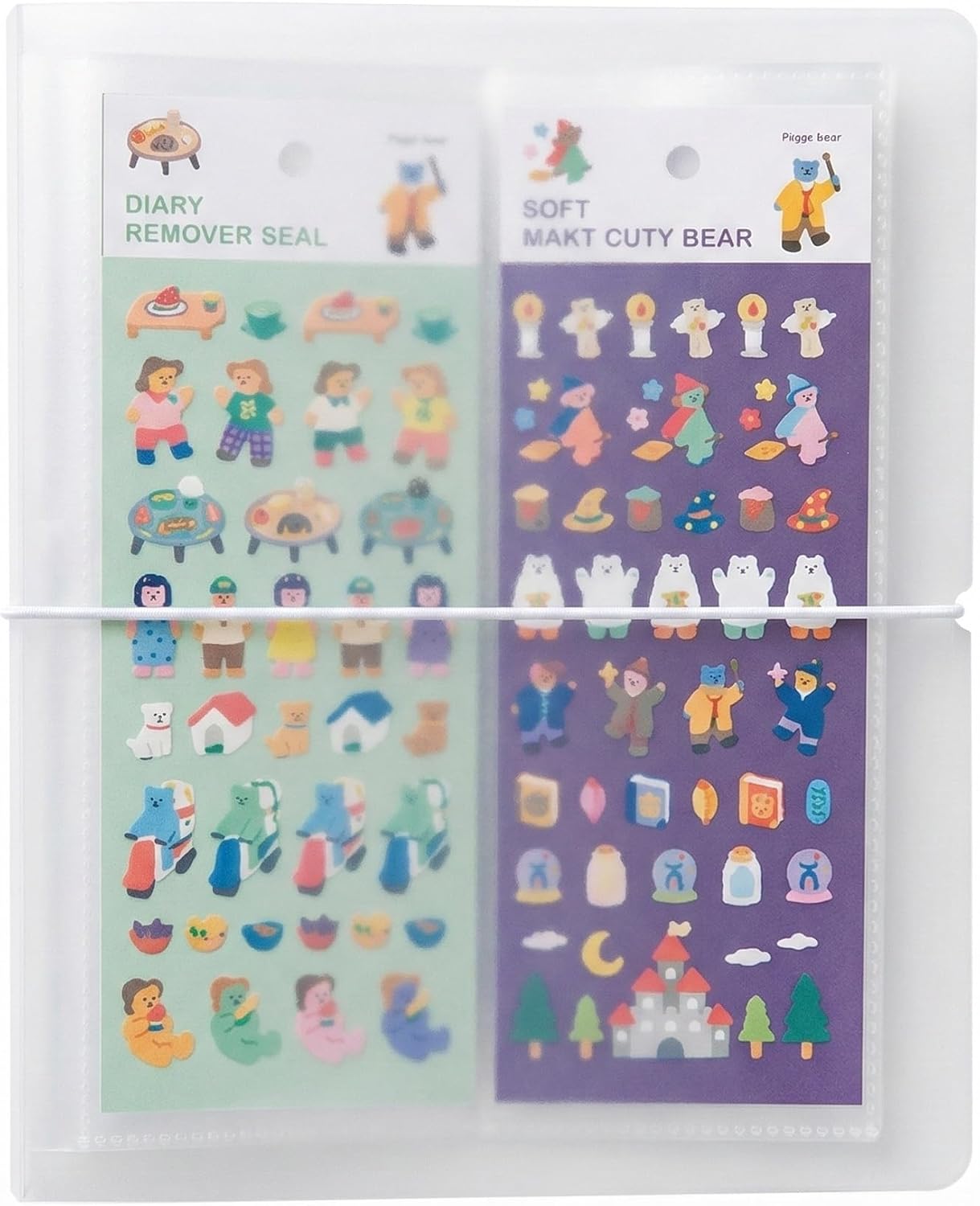Sticker Sheets Folder Binder, Clear Plastic Storage Book Organizer Album with 100 Pockets for Scrapbooking, Planners, and Nail Stickers, 50 Double Sided Sleeves 4.8x9.6 Inch