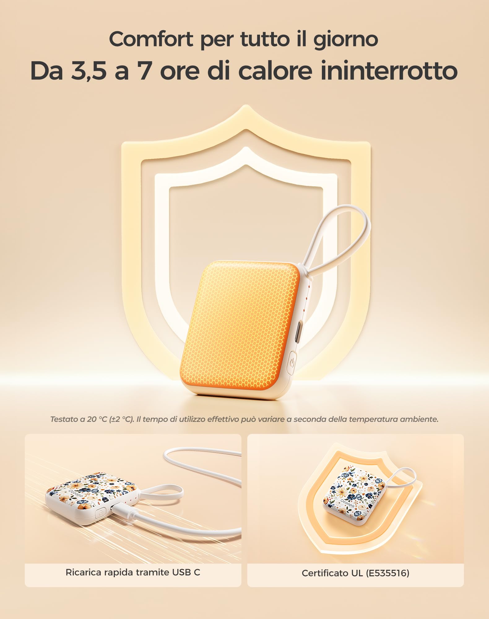 OCOOPA UT5 Nano Scaldamani Elettrico Confezione da due, Tre Livelli di Riscaldamento, Scaldamani Ricaricabile Portatile Scalda mani Tascabili, Regali, Essenziali per il Freddo Invernale in Esterni