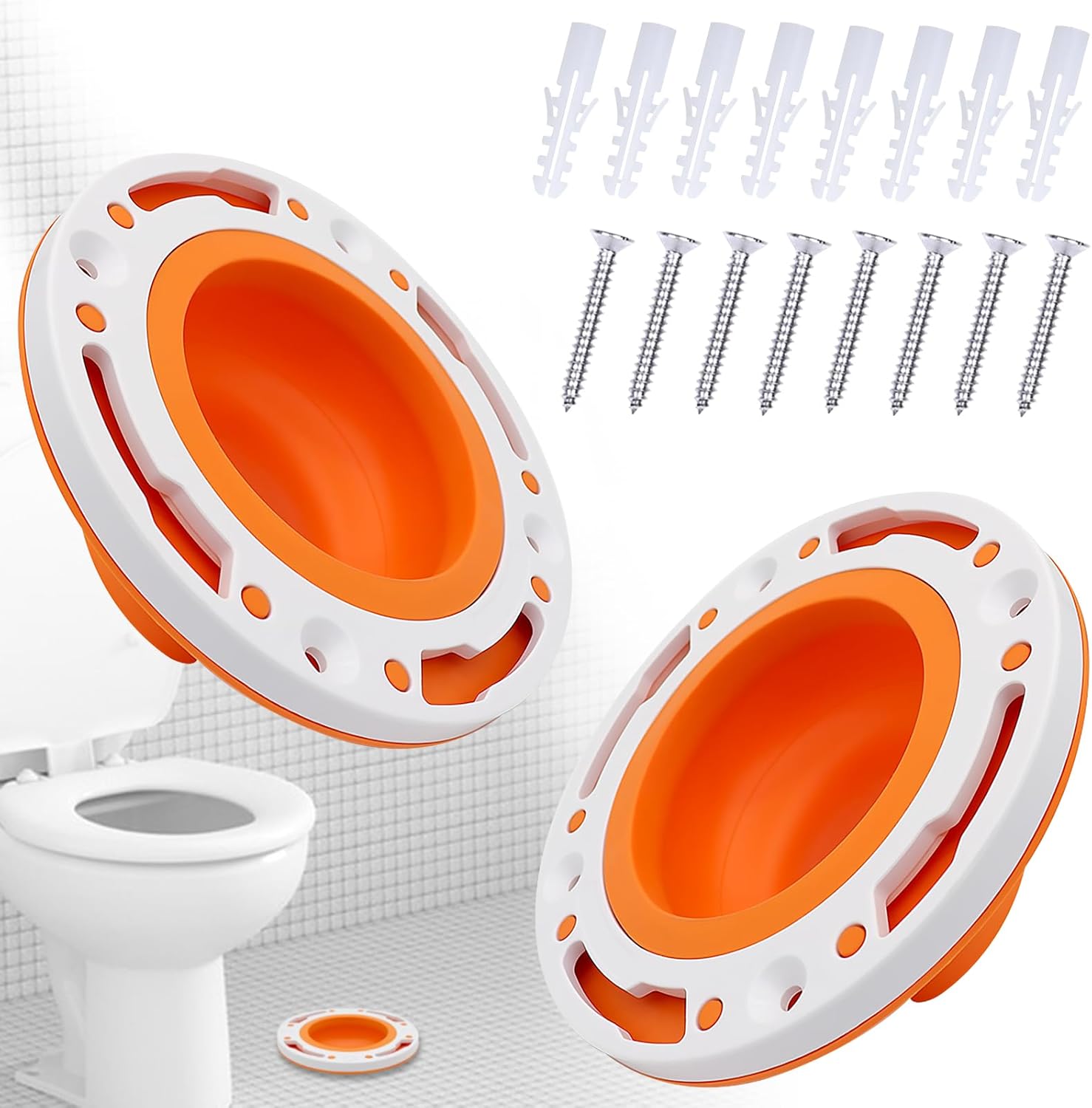 2Pcs Toilet Flange Repair Kit Closet Flange Universal Toilet Flange Fits for 4" and 5" or