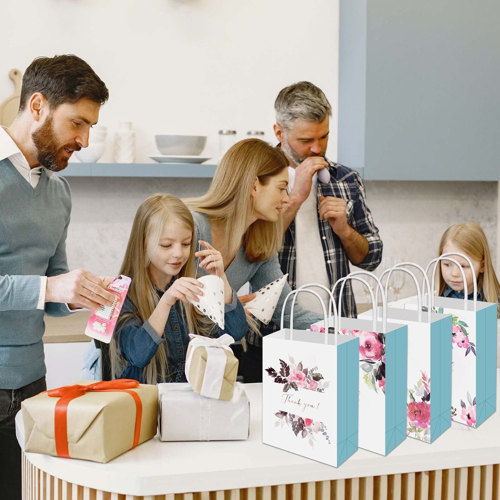 12 Sacchetti Regalo Con Fiori, Sacchetti Regalo Thank You, image size:1600x1600