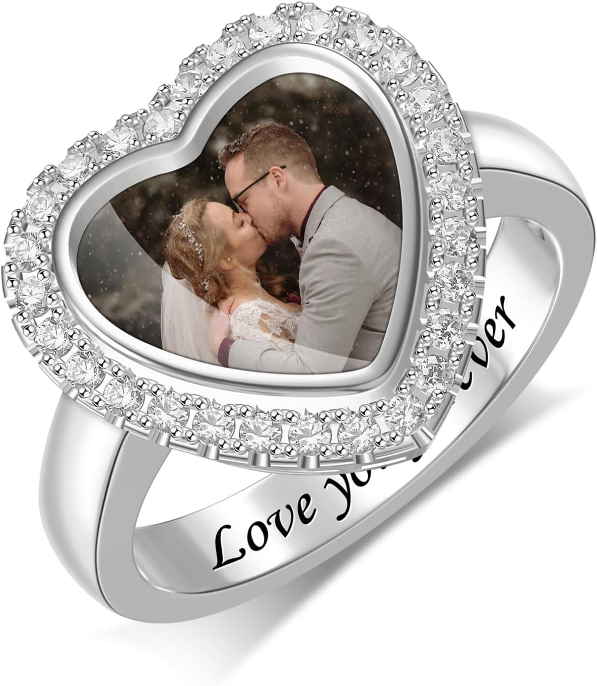 BABOOM Personalized Photo Ring for Women Custom Picture Rings Heart Promise Ring Gift for Best Friend Mother Grandma