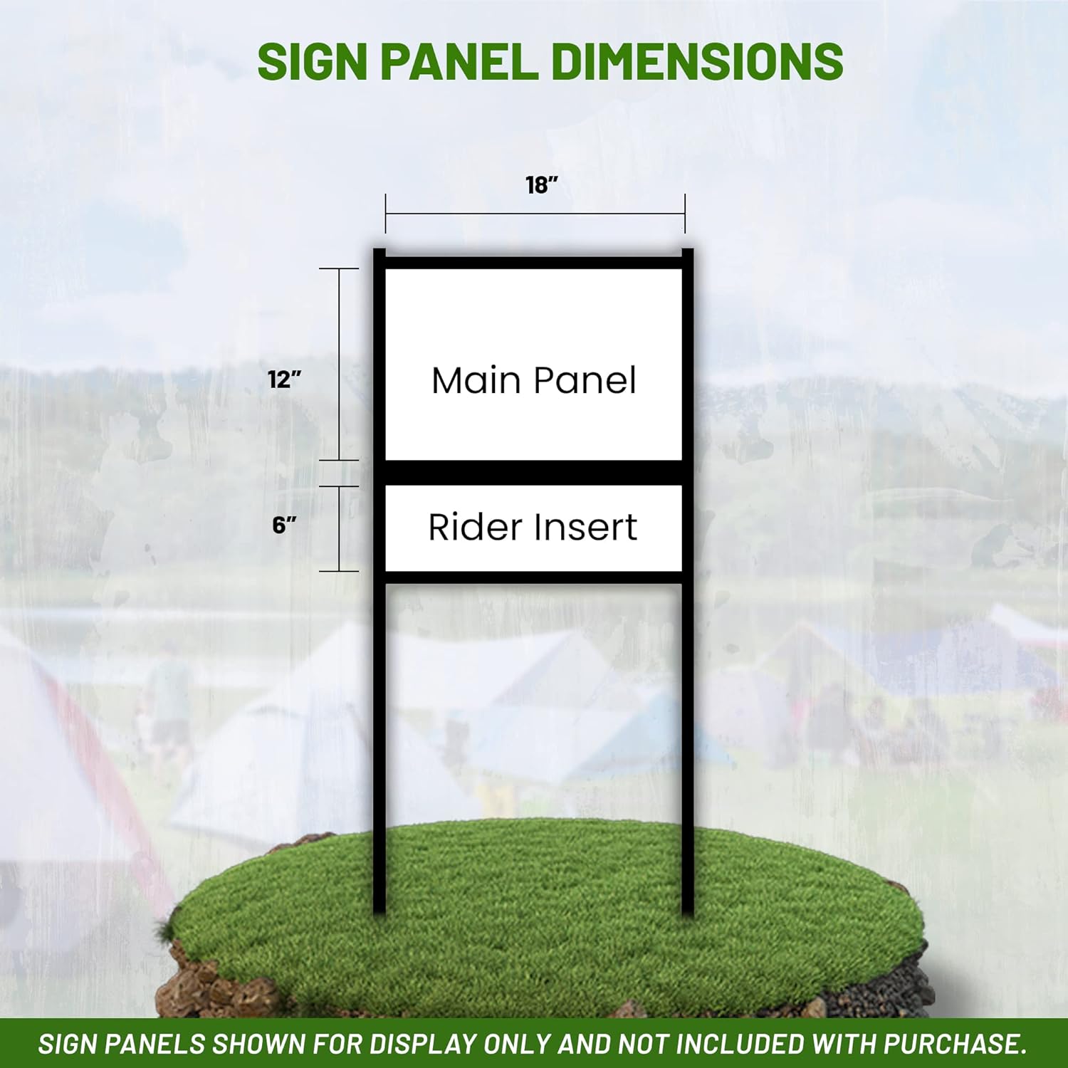 Real Estate Yard Sign Metal H Frame (3-pack) with Rider - Steel Sign Holder, 12" x 18" Yard Sign Stand, Open House Sign (1 Main, 1 Rider, Black)