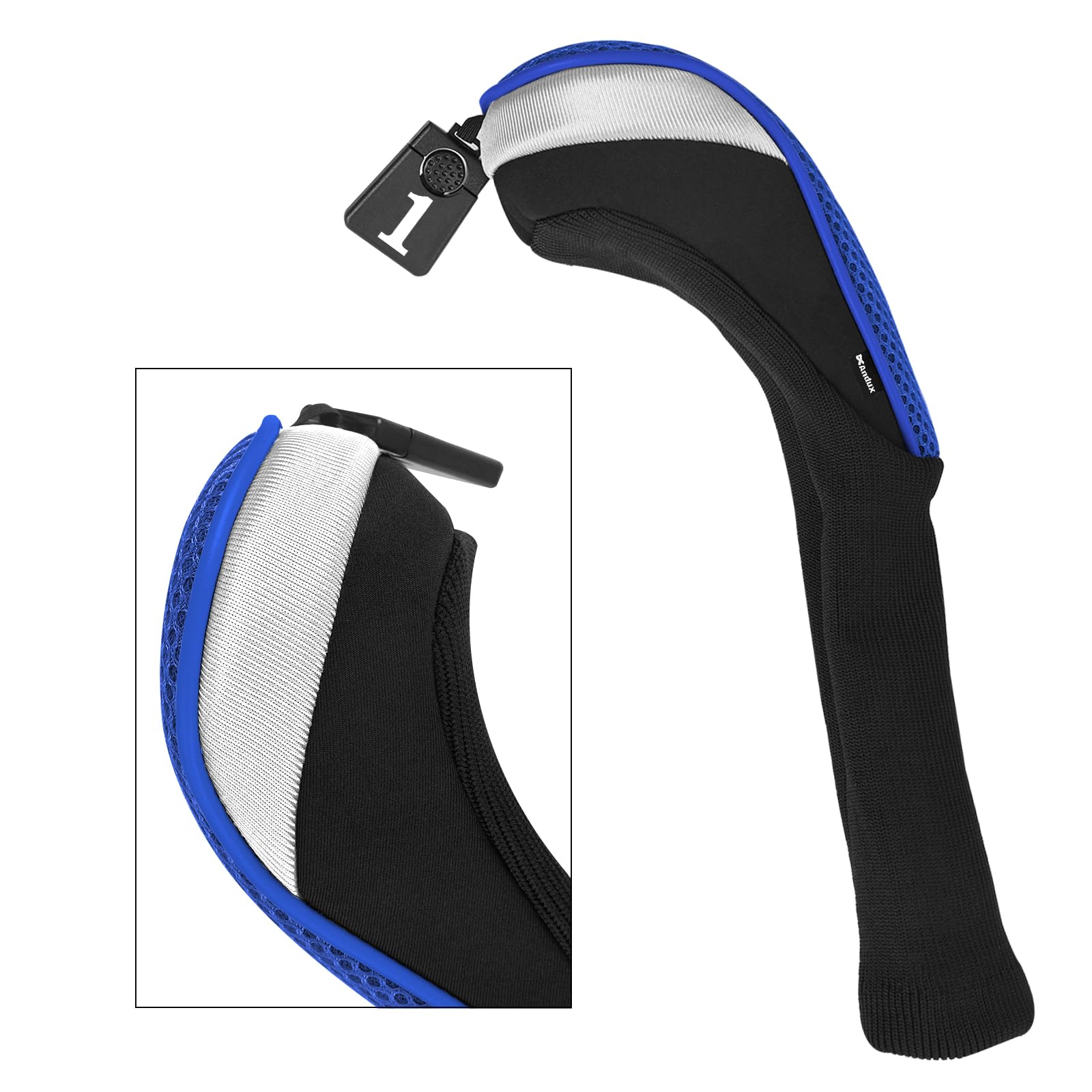 Andux Golf Schlägerkopfhüllen für Driver, 460 cc, Langer Hals blau