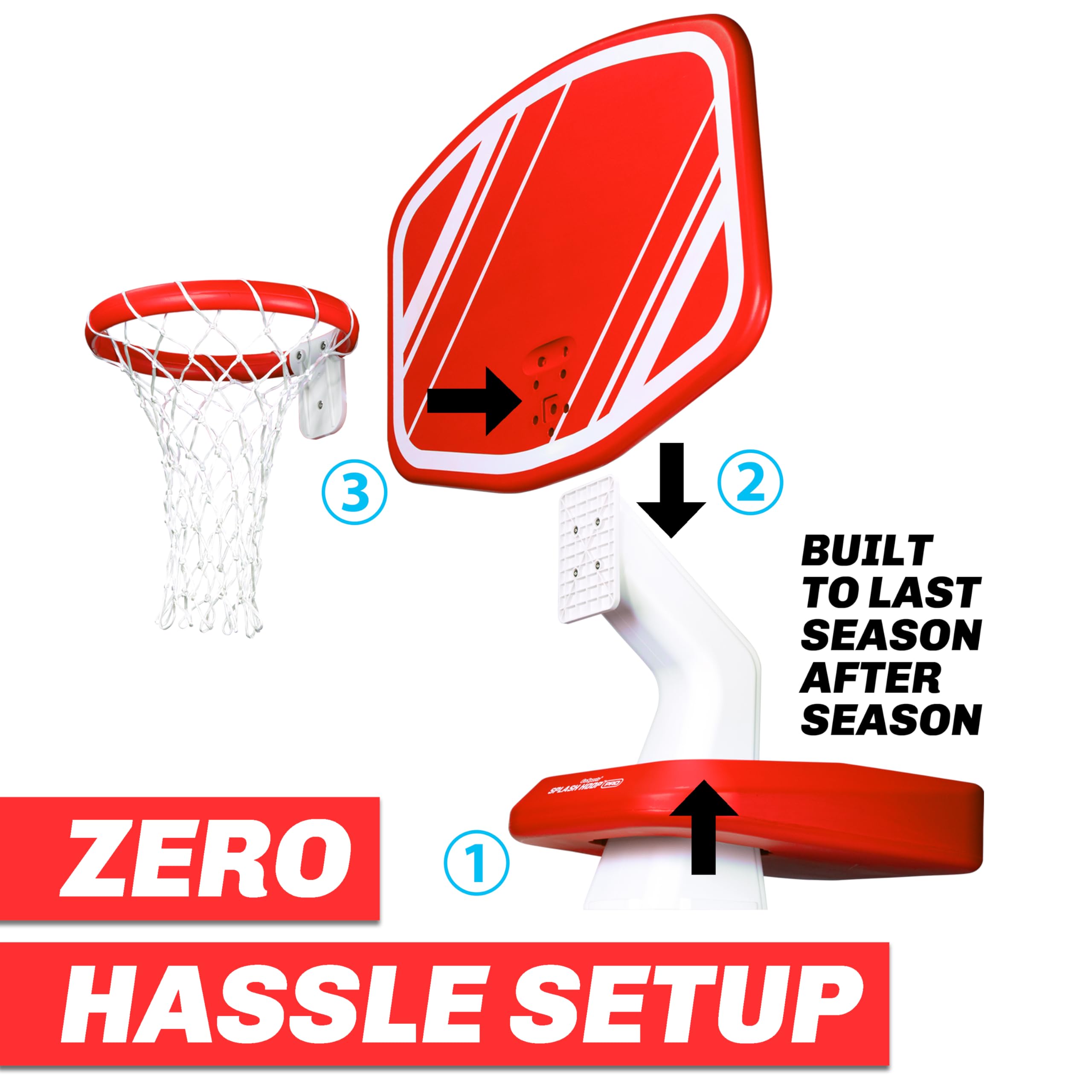 GoSports Splash Hoop Schwimmbad-Basketballspiel, inkl. Poolside Wasser-Basketball-Hoop, 2 Bälle und Pumpe