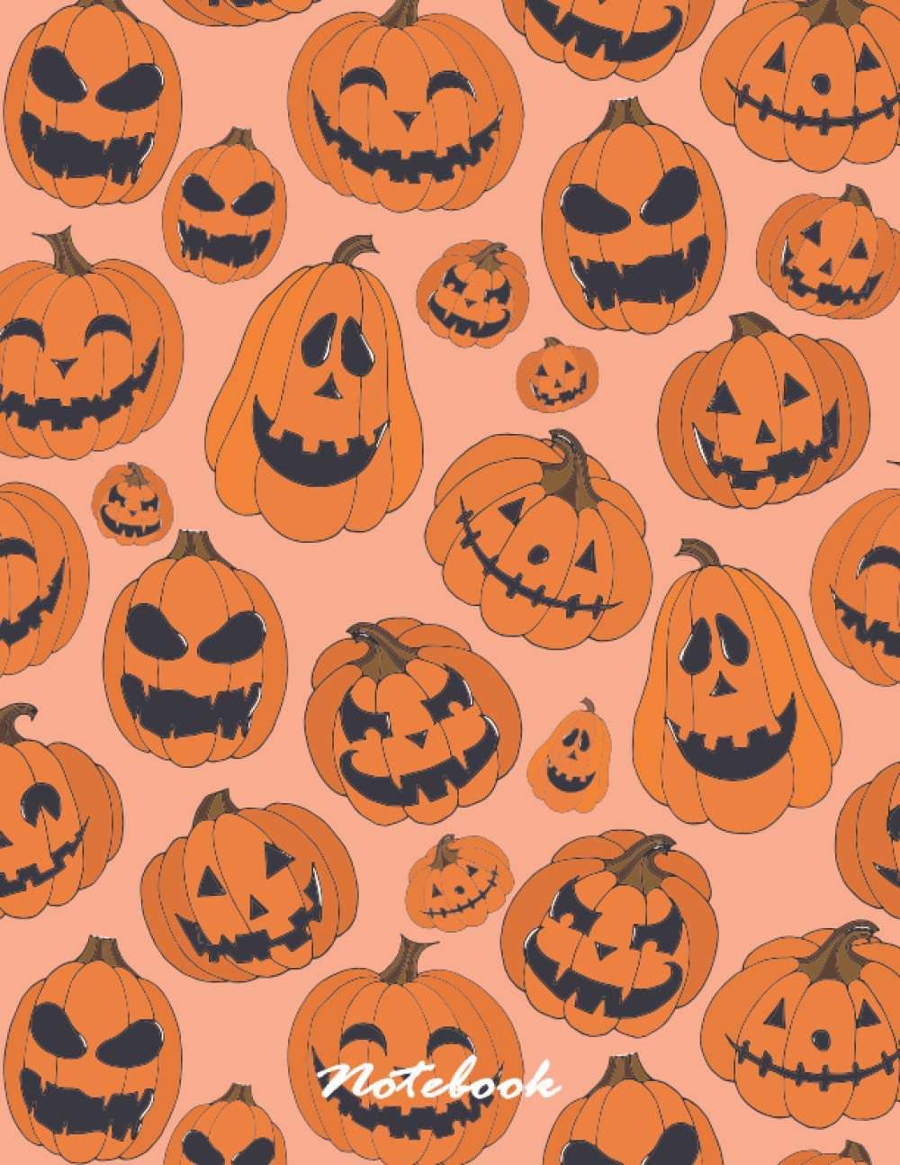 Notebook: Halloween pumpkin orange cover and Lined pages, Extra large (8.5 x 11) inches, 110 pages