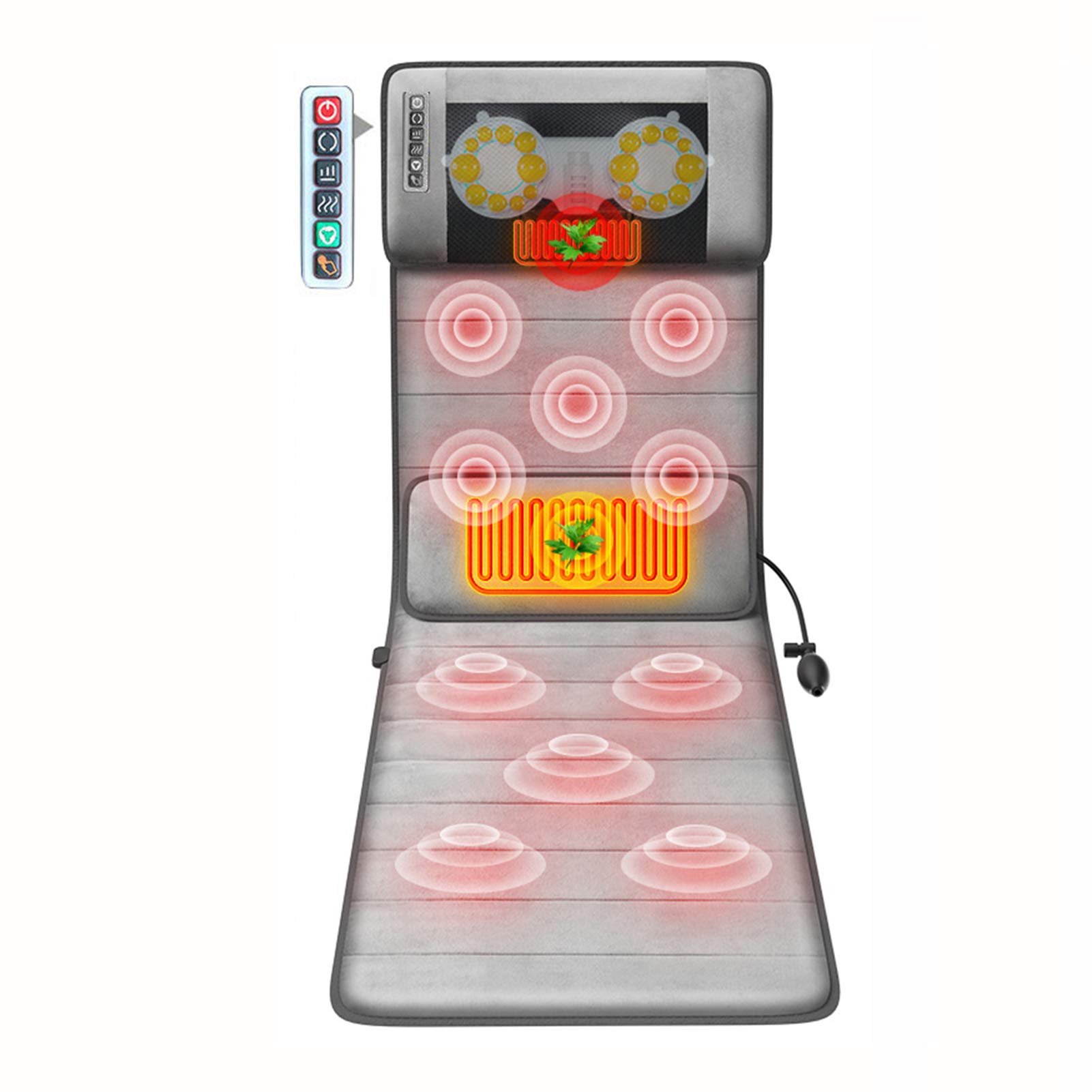 Colchonetas de masaje Comfier, colchón de masaje calentado para todo el cuerpo con 20 cabezales de masaje de amasamiento Shiatsu para cuello, espalda, almohadilla térmica para relajación de múscu