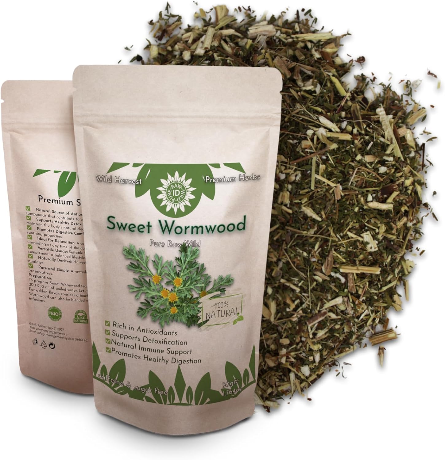 Sweet Wormwood (Artemisia Annua) 50g – Premium Herbal Tea Cut | Supports Immune Health, Digestive Wellness & Natural Cleansing | 100% Pure, Raw & Wild-Harvested | Non-GMO, Vegan, Caffeine-Free