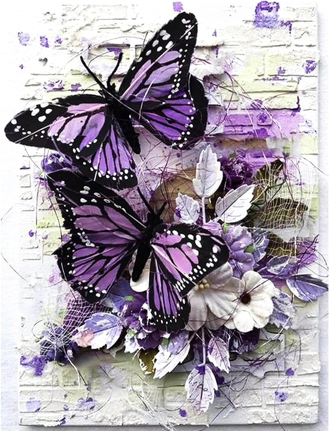 Stamped Cross Stitch Kits,Flowers Needlepoint Butterfly Counted Cross Stitch Kits for Adults Beginners,Full Range of Cross-Stitch Stamped Kits Needlecrafts