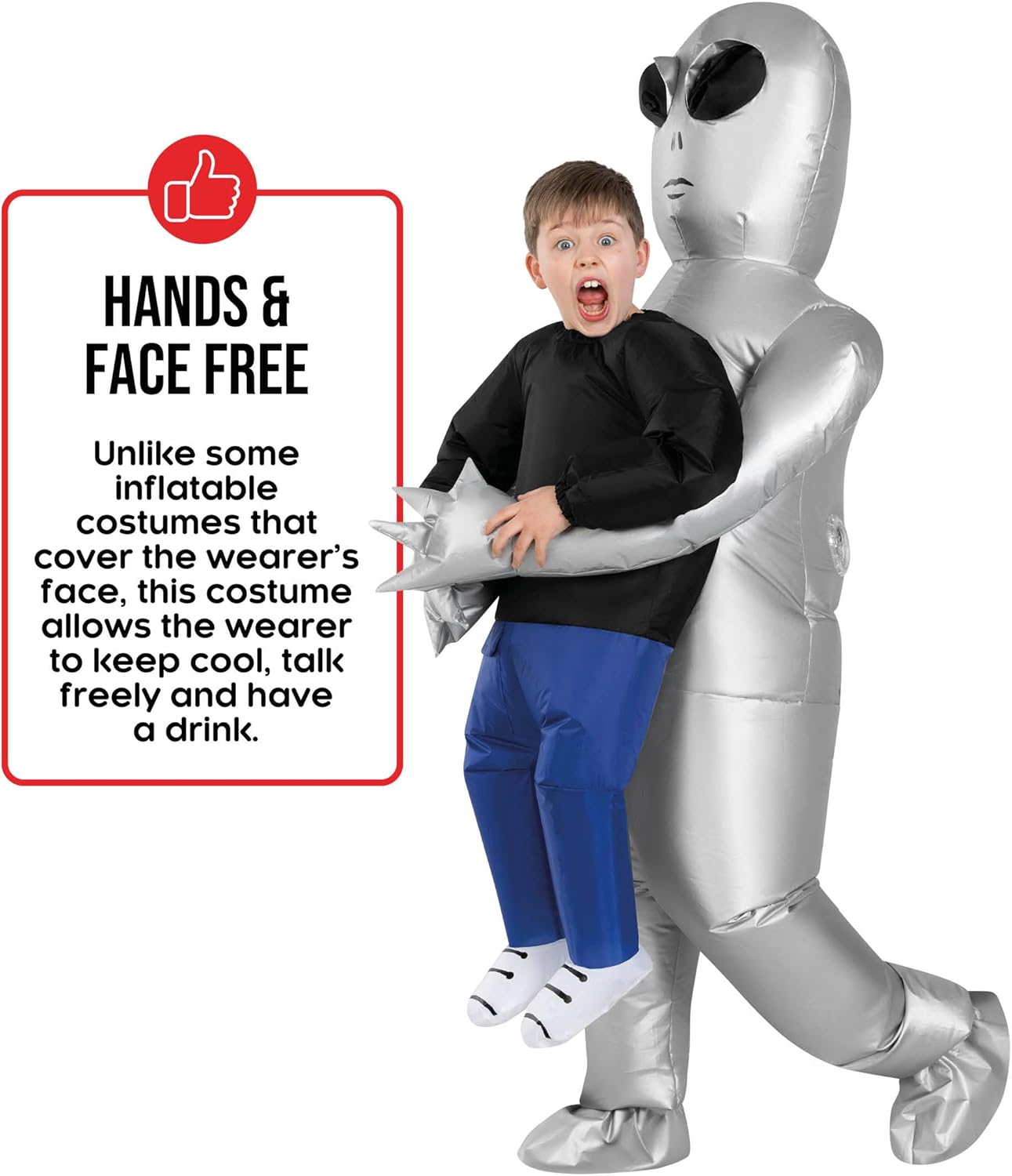 Morph Silver Kids Alien Costume, Alien Inflatable Costumes for Boys, Aliens Blow Up Costume Kids - Image 3