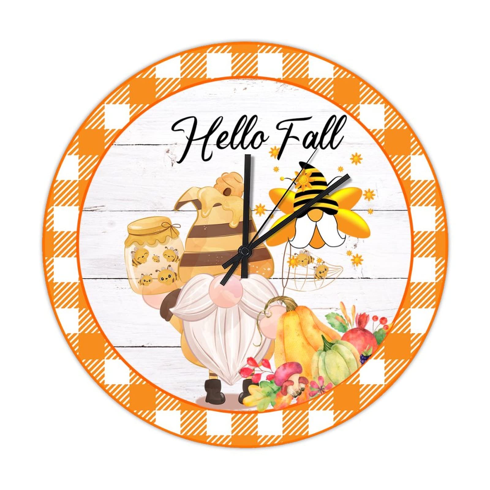 Horloge ronde en bois Hello Fall pour une ambiance automnale chaleureuse au salon