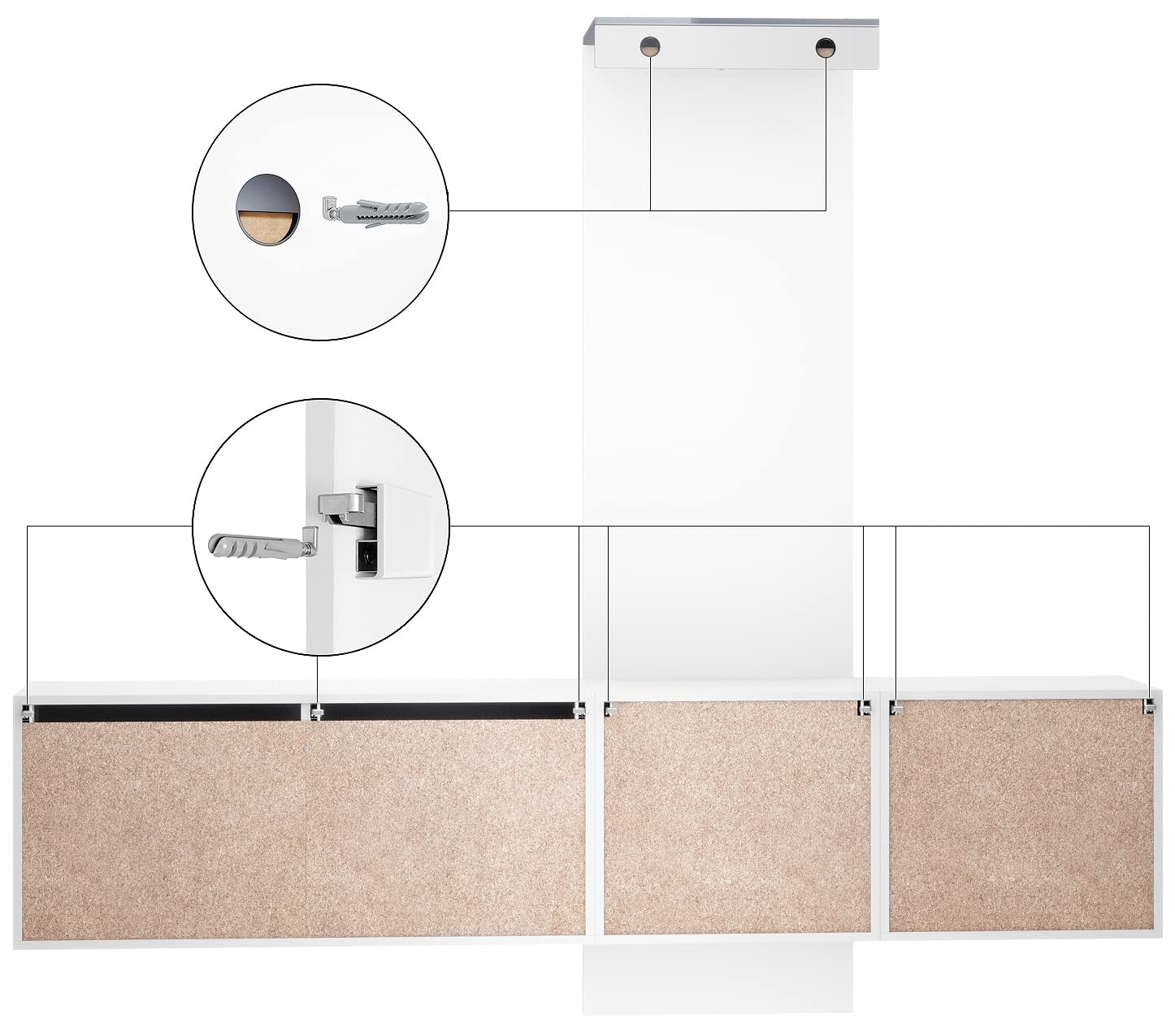 Vladon Garderobe Wandgarderobe Carlton Set 1, Made in Germany, Korpus in Weiß matt/Paneel in Avola-Anthrazit