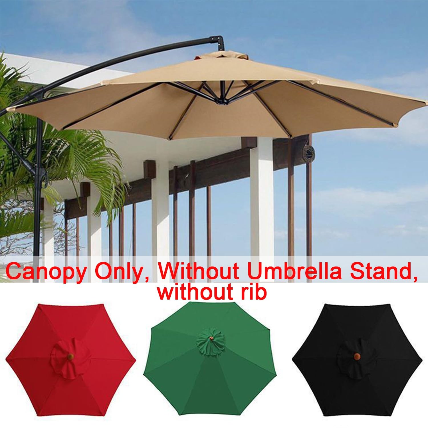 Wasserdichter Freischwinger Sonnenschirm Ersatzdach - UV-beständige Schirmhülle für 6/8 Arm Outdoor Markt Terrassenschirme, einfach zu installieren, wetterfester Schutz