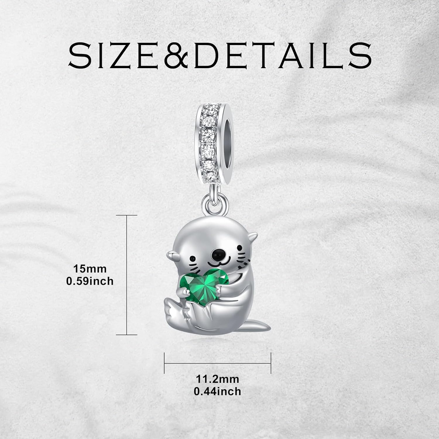 PROESS 925 Sterling Silver Otter Charm 12 Months Birthstone Otter Bead for Otter Bracelets Jewerly Making Otter Gifts for Women Otter Lovers
