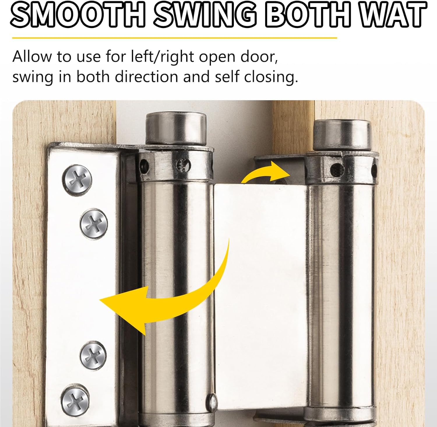 3" Double Action Spring Hinges, 4 Pack Stainless Steel Self Closing Door Hinges for Indoor/Outdoor Saloon Cafe Pub Swinging Doors, Including Pins and Screws