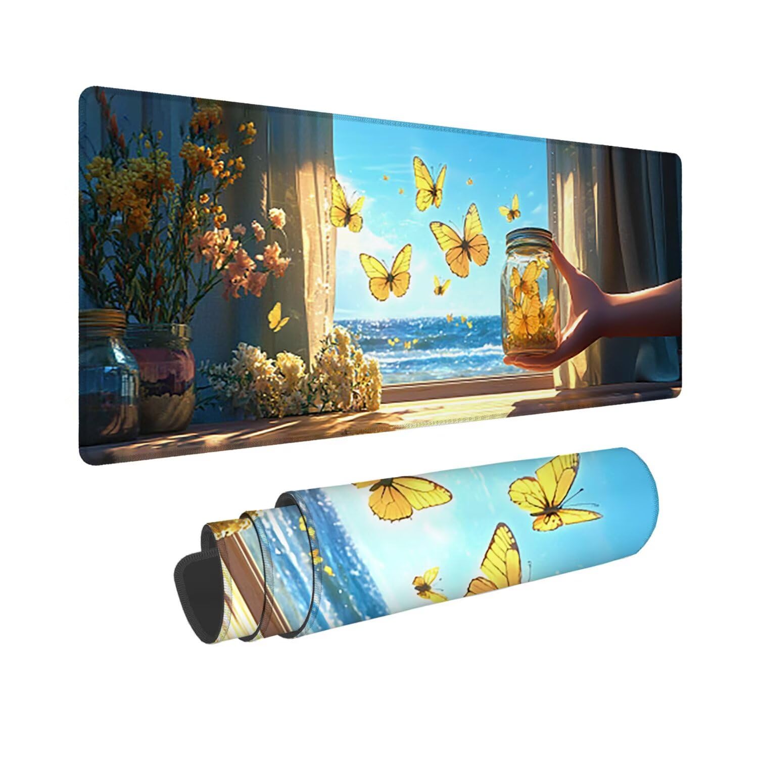Podkładka pod mysz do gier, 1600 x 800 mm XXL Podkładka pod mysz do gier, duża, antypoślizgowa, wodoodporna, rozszerzona długa klawiatura, akcesoria biurowe, do gier, komputera, komputera (krajobraz
