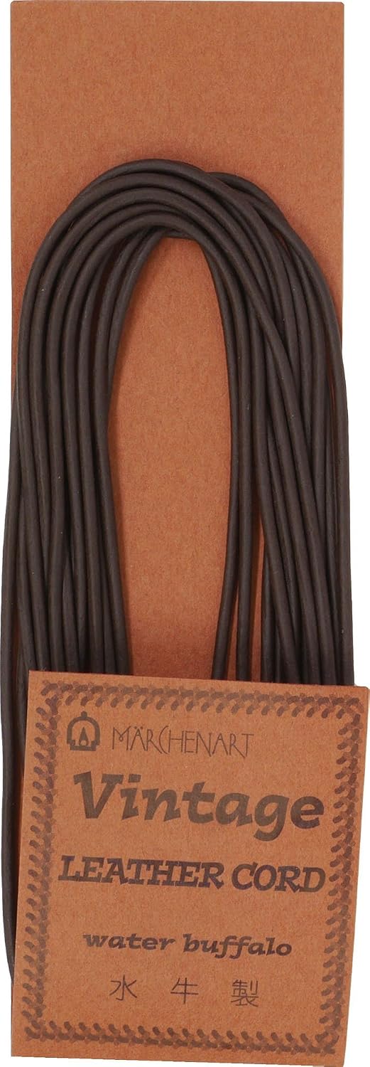 Merchen Art Round Leather Cord Vintage Leather Cord 1.5mm Col.504 Dark Brown 2.5m