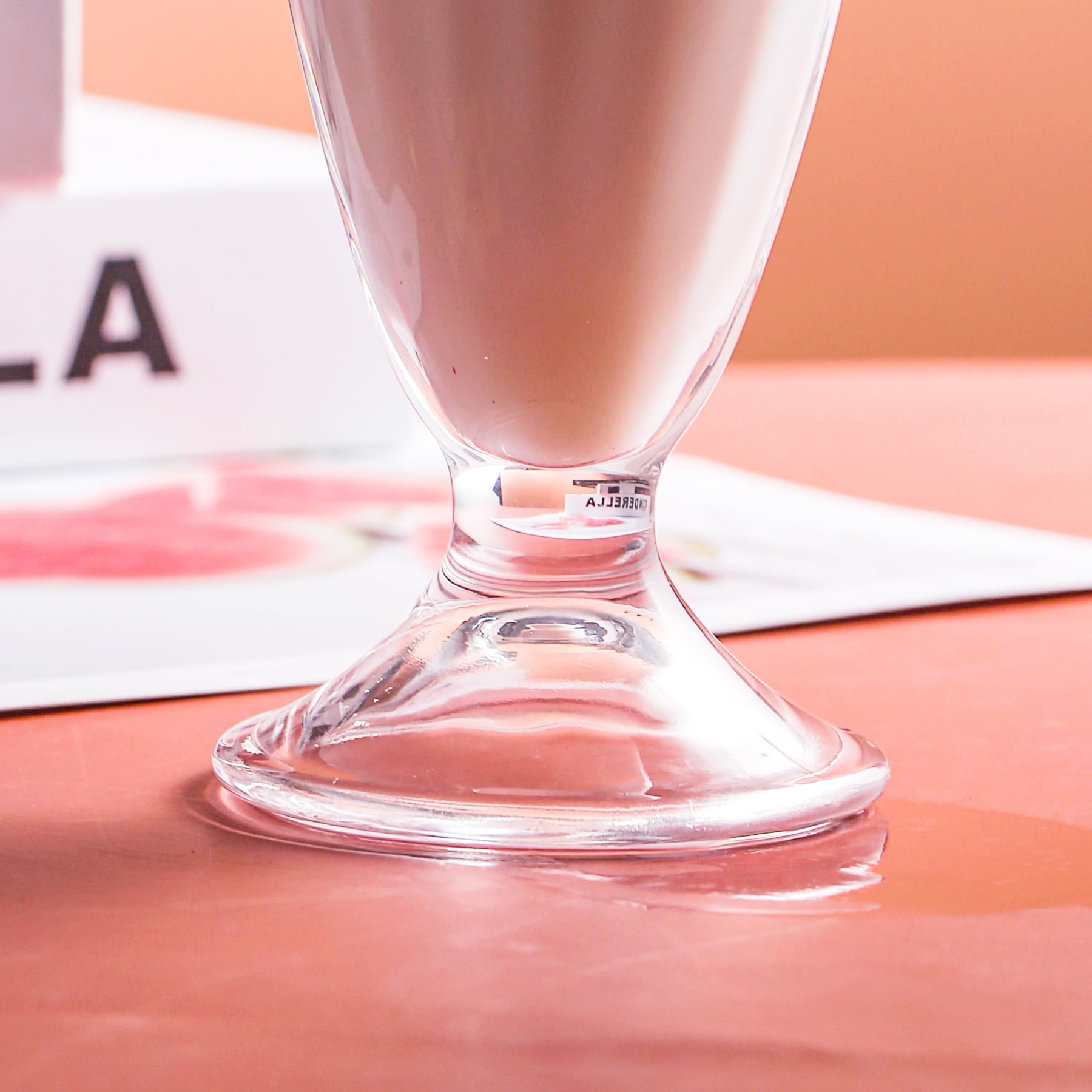 Lot de 2 verres à milkshake, fontaine à soda avec cuillères, milkshake, crème glacée et soda (342 ml, transparent)