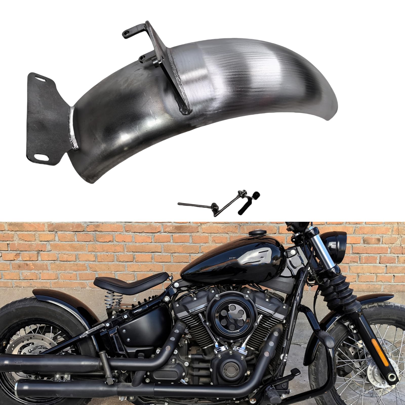 bobber schutzblech hinten Motorrad-Schutzblech für Harley Street Bob FXBB 2019-2024, silber-schwarzer Stahl Auto & Motorrad 57 Composition:Shell: (Net Fabric 100% Nylon) 
Exclusive of decoration Used KS Cycling bikes