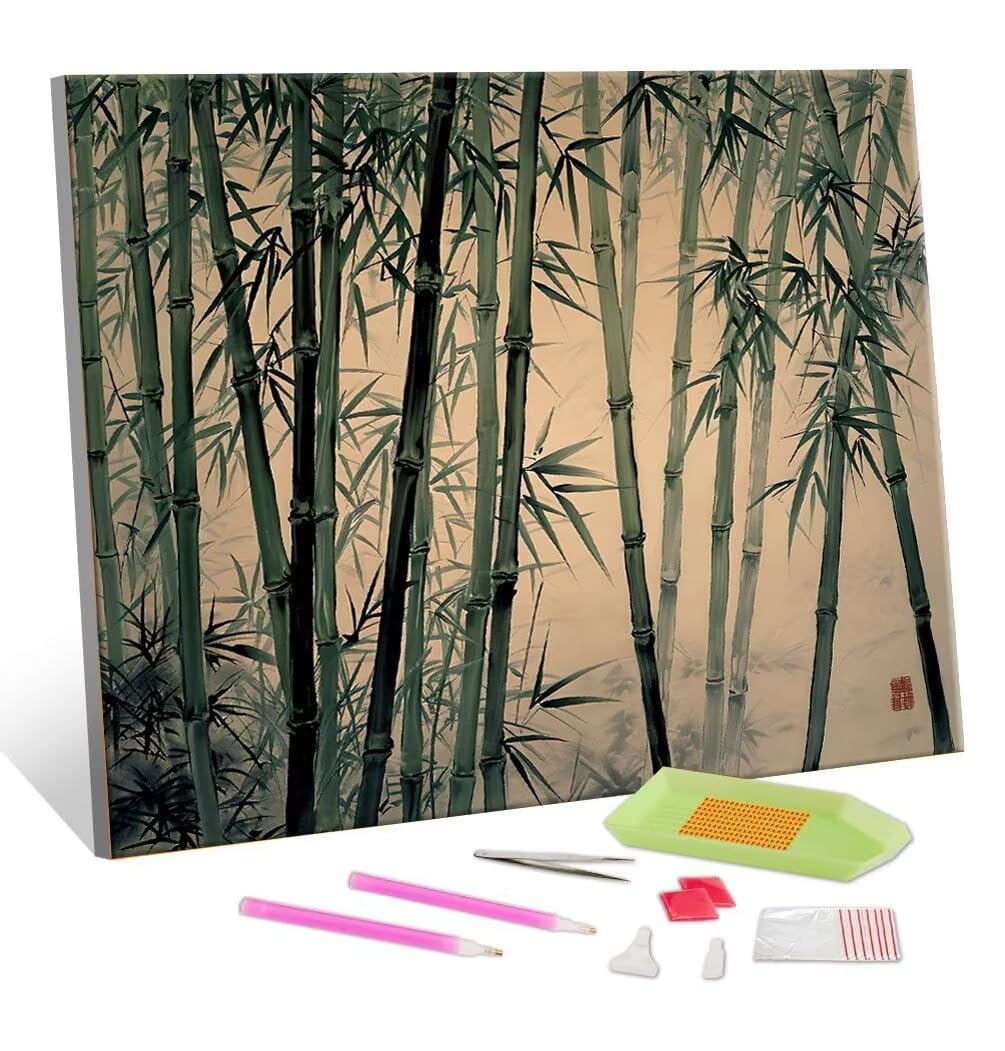 DIY Malarstwo diamentowe 5D, diamentowe zestawy bambusowe dla dorosłych, sztuka z kryształków górskich, płótno, haft, artykuły rzemieślnicze, dla dzieci i dorosłych, idealna dekoracja ścienna do domu,