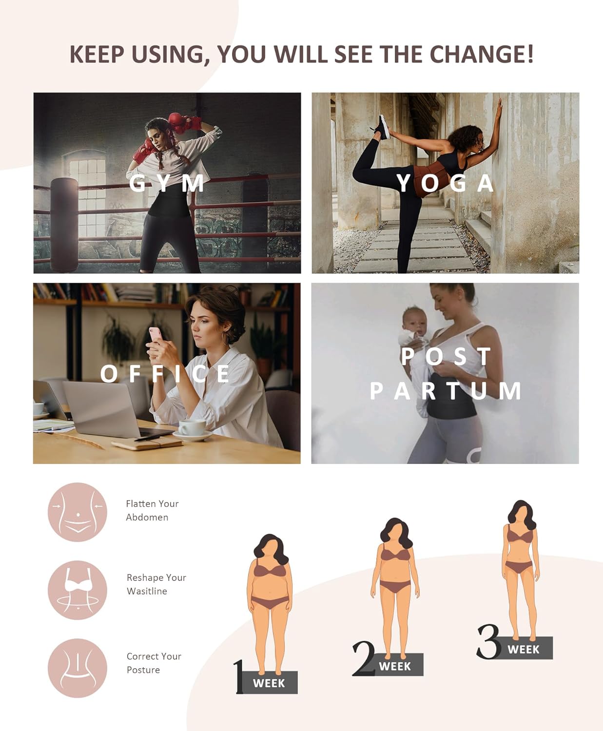 FeelinGirl Waist Trainer for Women Tummy Control Trimmer Belt Waist Cincher Bandage Wrap Plus Size Body Shaper - Image 5