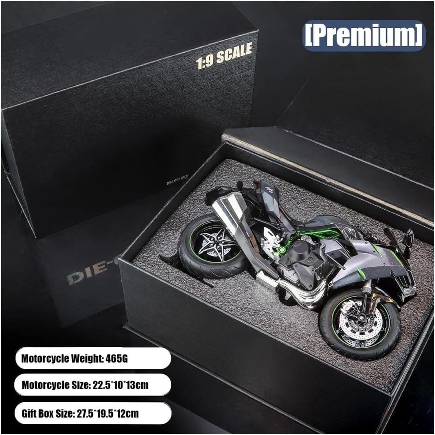 HASCBUYC 1/9 Compatible with H2R Ninja Motorcycle Miniature Diecast Metal Large Size Model Racing Sound & Light Collection Gift(H2)