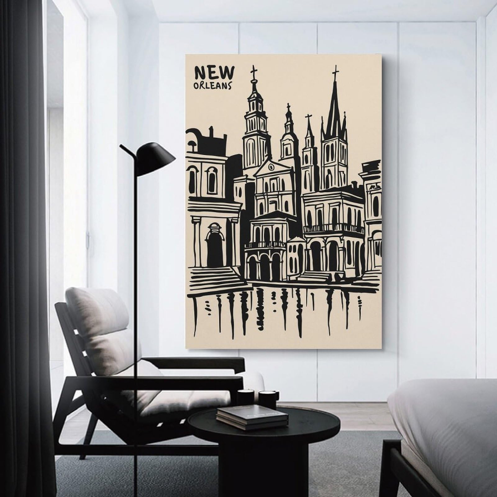 Junmoney New Orleans Skyline Hanging Wall Art 20x30inch(50x75cm), for Work Areas, Reading Rooms Or Studios, Canvas Wall Decor for Creative Rooms