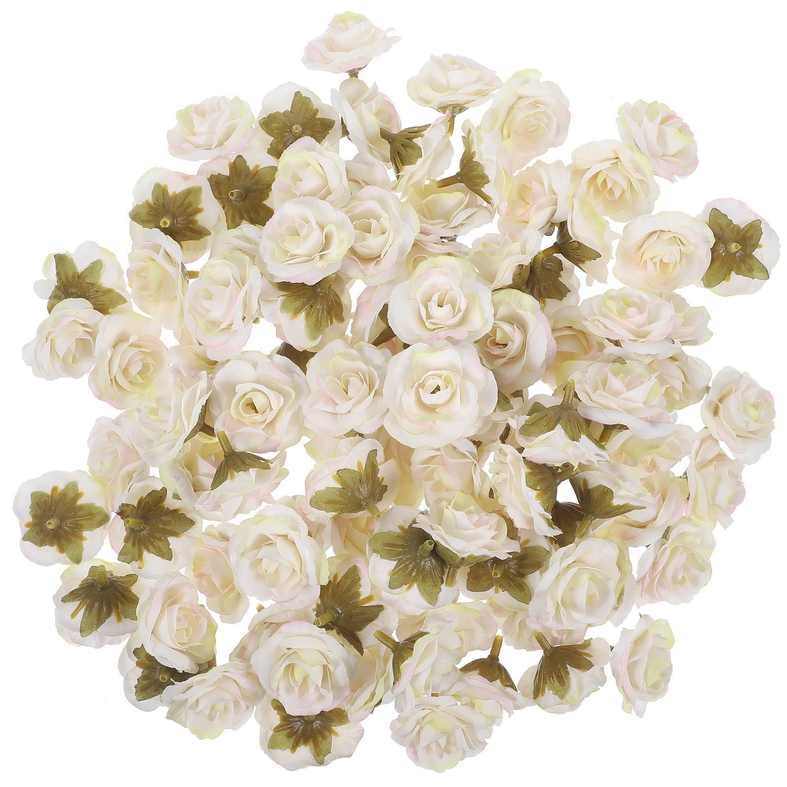100 Rose Artificielle en Soie Beige Têtes de Fleurs pour Loisirs Créatifs et Scrapbooking