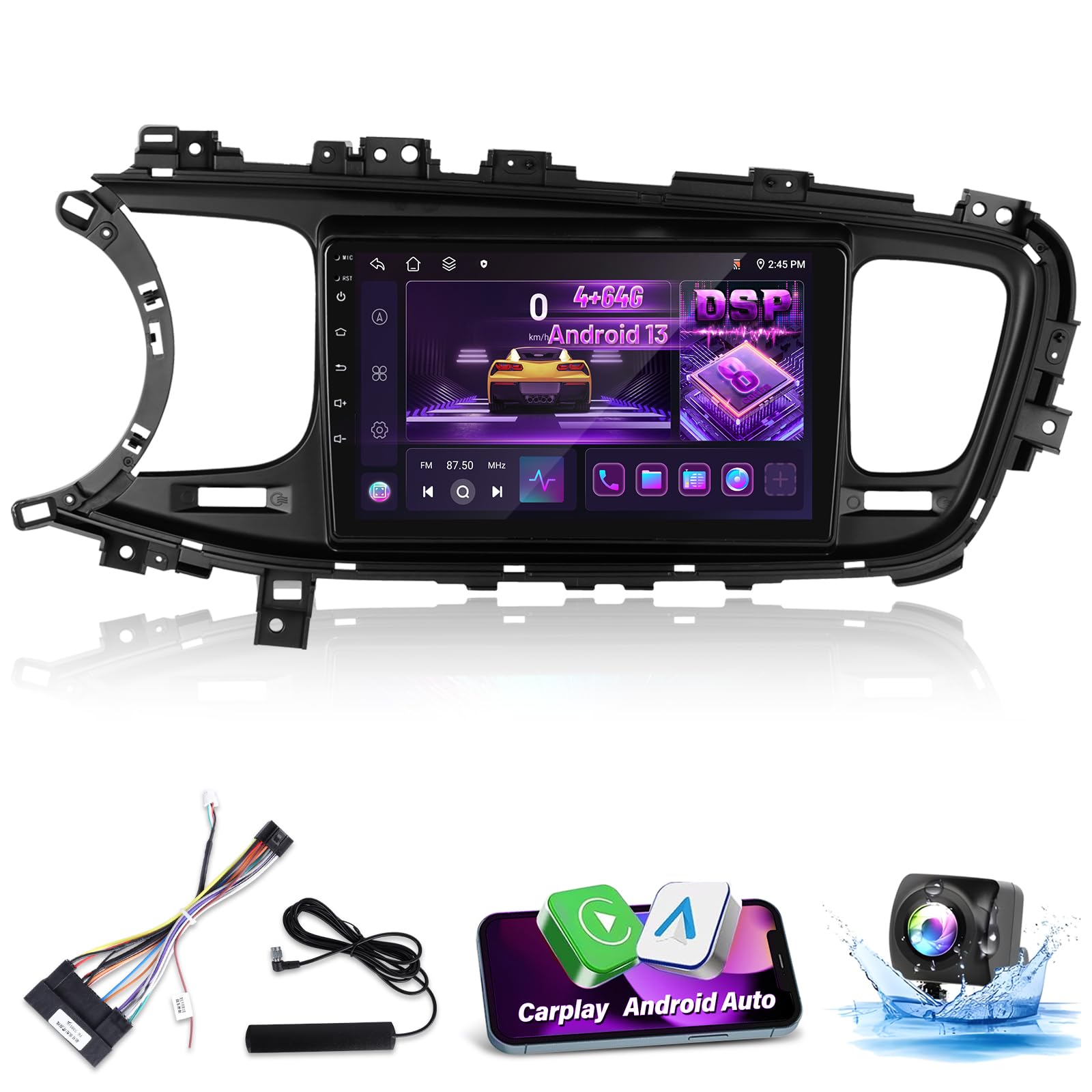 Photo 1 of [8-Core 4+64G] Upgrade Radio for KIA Optima K5 2013-2015: 9 inch IPS 1280*720P Touchscreen Android Stereo - Wireless Carplay & Android Auto, 4G/WiFi Module, FM/AM/RDS Radio, GPS, SWC + Backup Camera