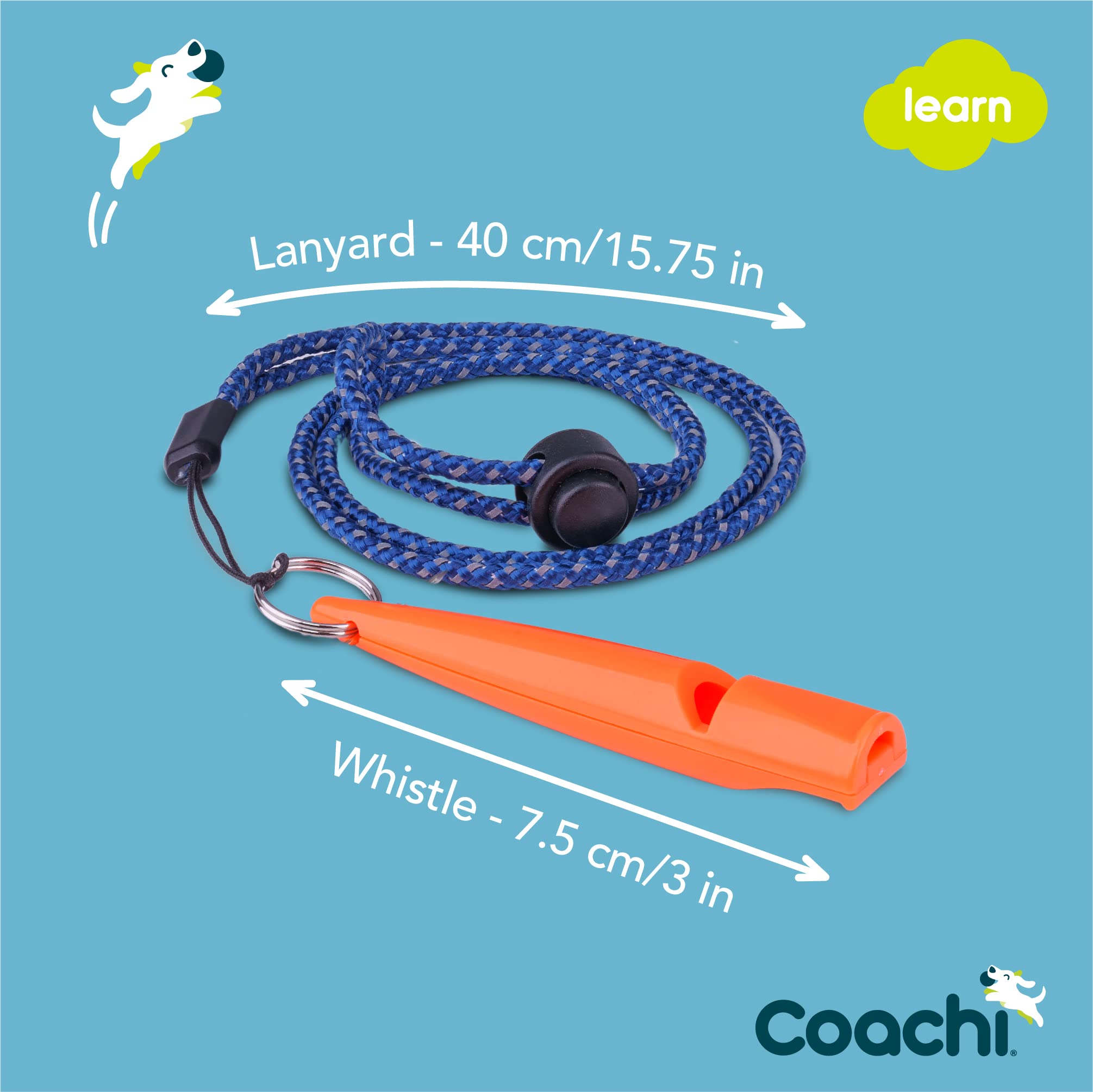 Coachi Training Whistle, Ideal for Obedience and Recall Training, Strong Clear Sound, Lightweight and Compact, Adjustable Reflective Lanyard, Suitable for Puppy & Dog Training