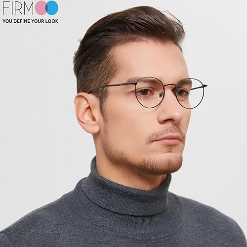 Miniatura 3 de Firmoo - Anteojos con bloqueo de luz azul para lectura de computadora, marco redondo retro metálico para mujeres y hombres