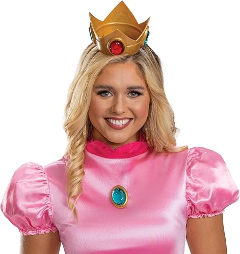Miniatura 3 de Disguise Disfraz de princesa melocotón para mujer de lujo y corona Disfraz de personaje de Super Mario Bros para adultos