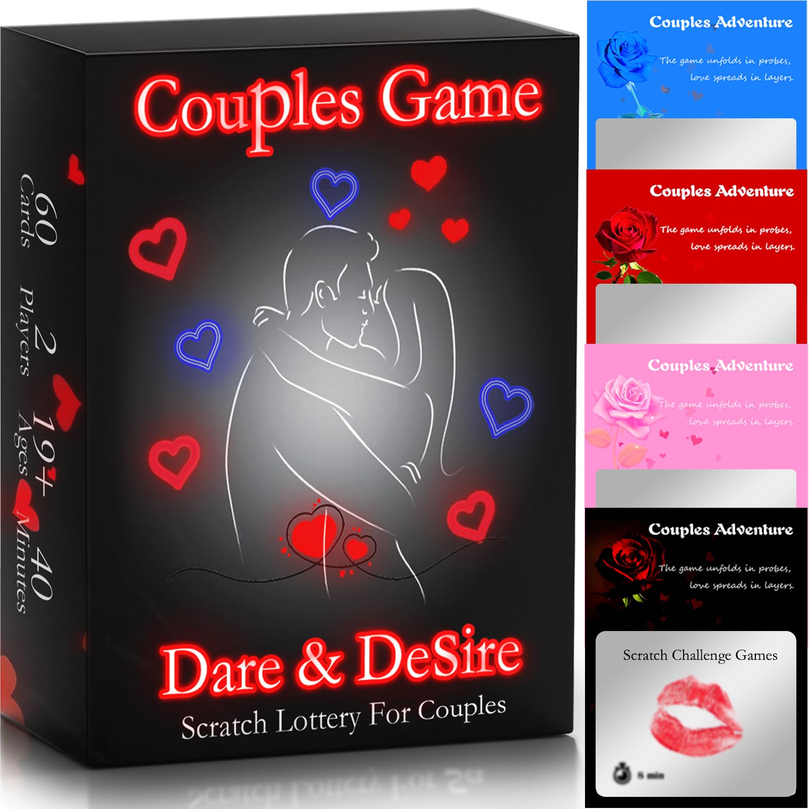 Naughty Scratch Off Date Night Ideas Juegos de parejas para adultos, 60 juegos de cartas de pasión para adultos, tarjetas románticas de regalo de San Valentín para parejas, juegos de dormitorio