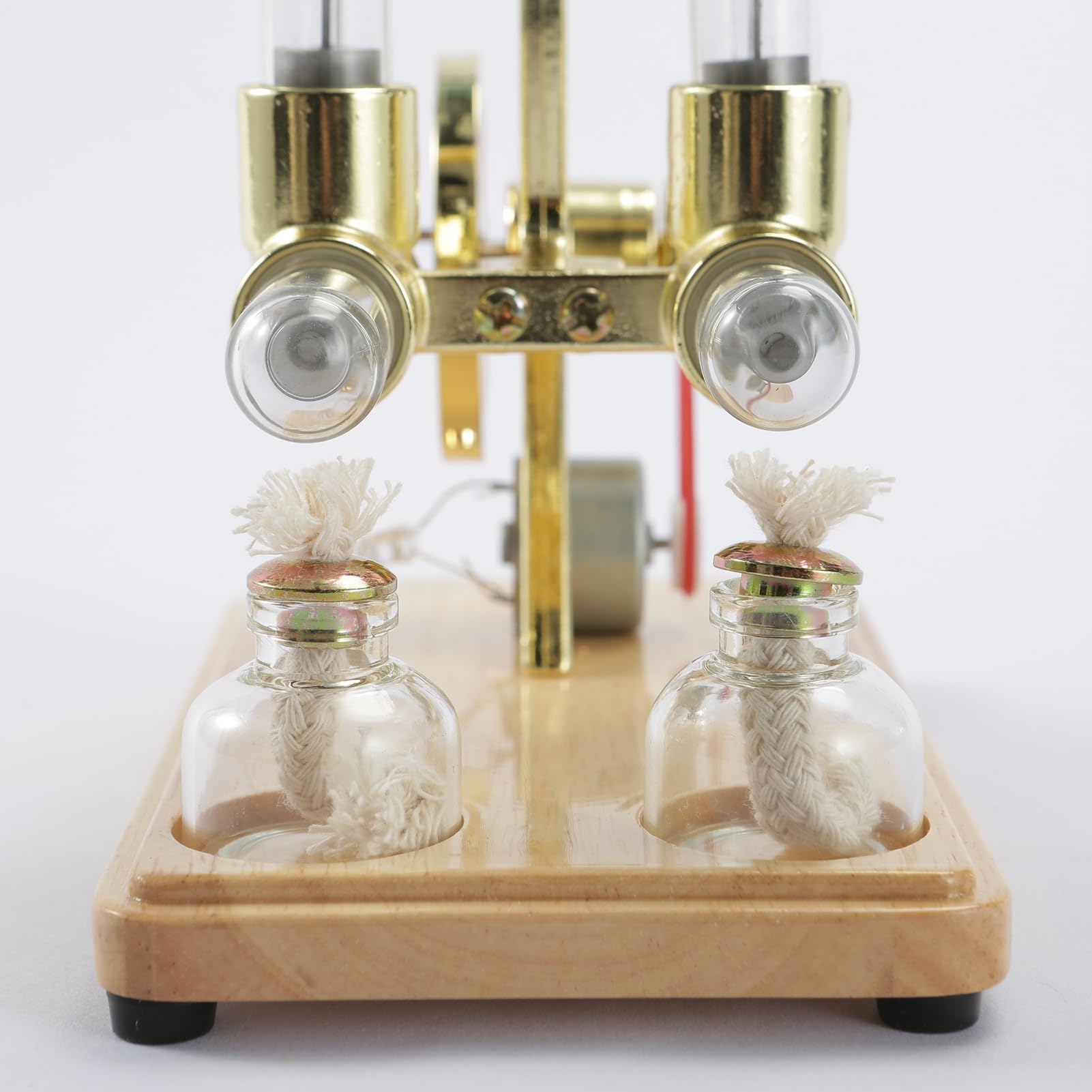 ZJchao Stirling engine motor kits,steam engine model building kits,Steam Engine Kit Cylinder Balance with Oak Baseplate and Drip Craftsmanship for Educational Displays and Children Entertainment(Gold) - Image 4