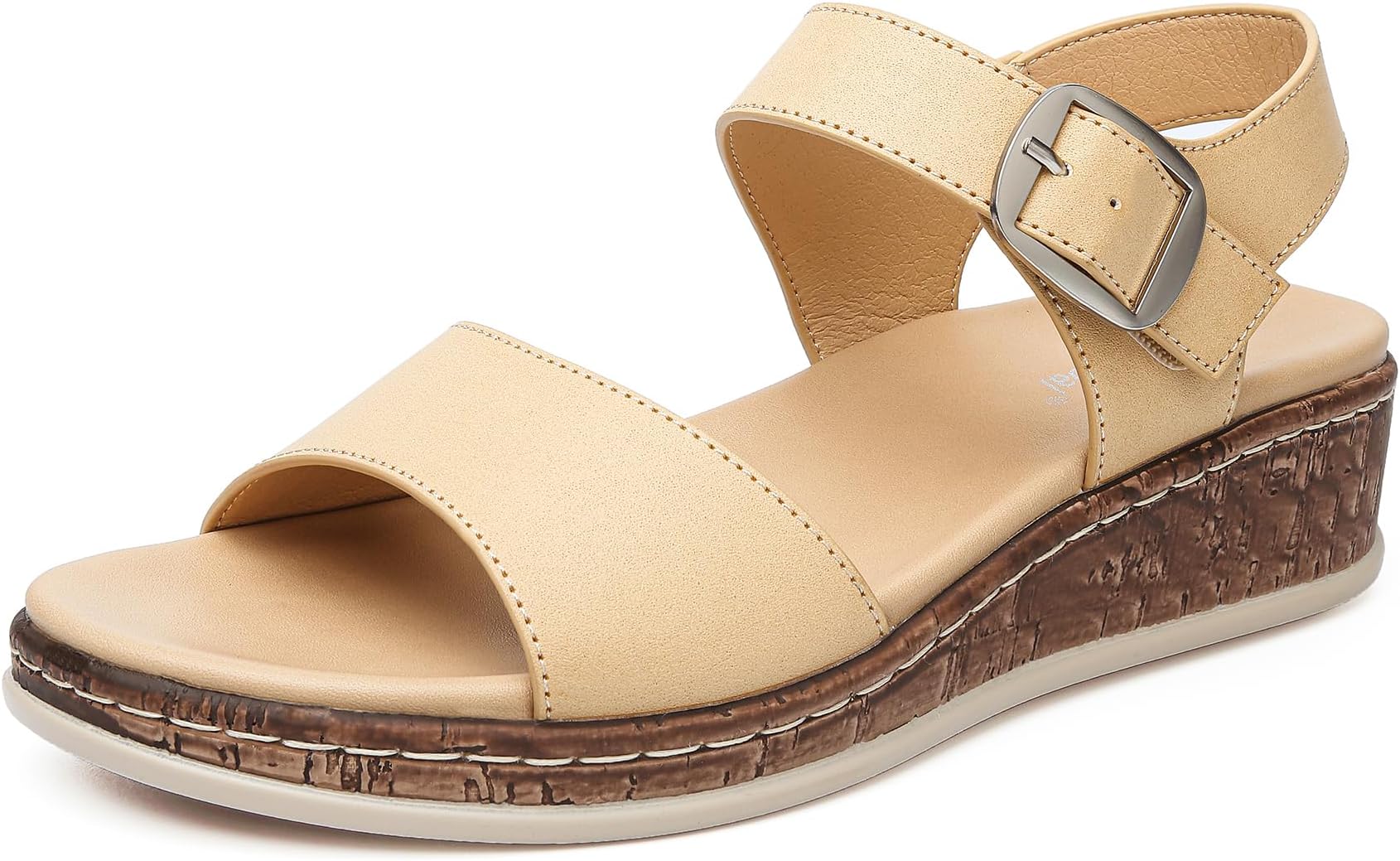 Women's Low Wedge Sandals with Arch Support Open Toe Platform Beach Shoes for Summer Comfortable Walking Sandals Dressy Casual