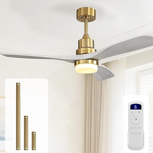 Miniatura 19 de Sofucor Ventilador de techo de 60 pulgadas con luces, control remoto, aspas de nogal, luz regulable, reversible, motor de CC, ventiladores de techo