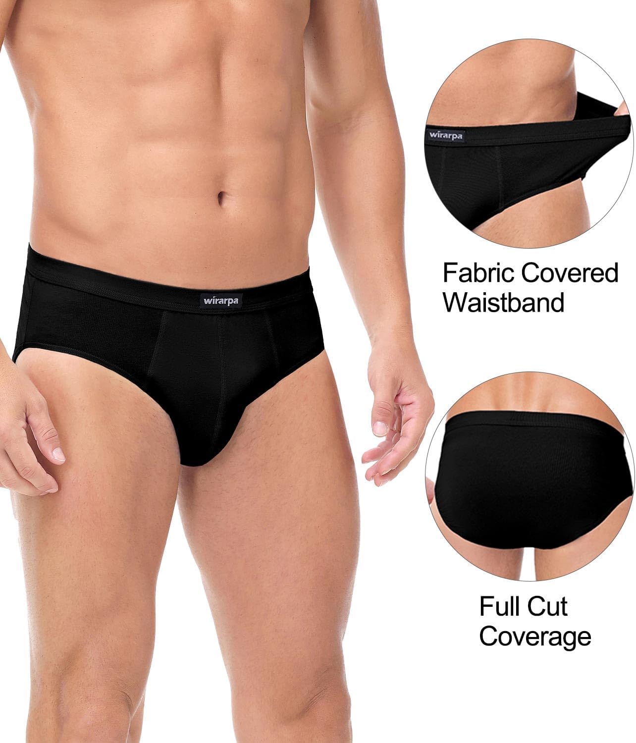 wirarpa Men's Underwear Cotton Stretch Briefs Covered Waistband Underpants No Fly 4 Pack - Image 3