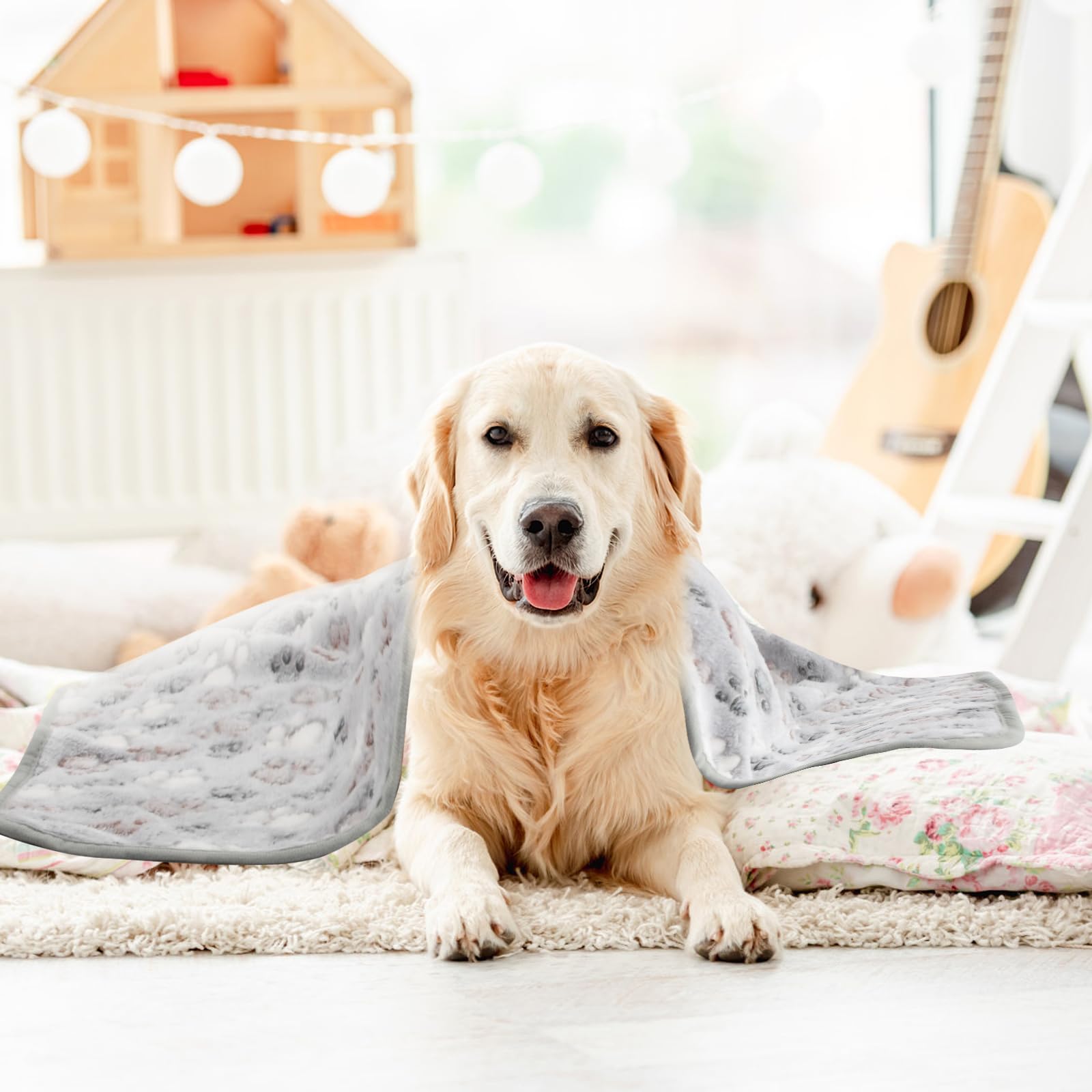Couvertures pour Animaux 3Pcs, Couvertures pour Chien Chat Lavable, Couvertures pour Animal avec Imprimé Patte Couvertures en Flanelle Doux Chaud pour Petits Moyens Grand Chiots et Chatons, 52 x 76 cm