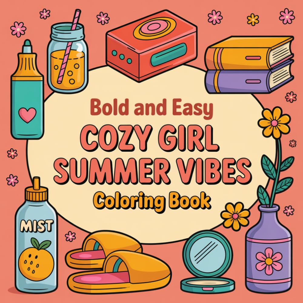 Bold and Easy Cozy Girl Summer Vibes Coloring Book: Cute Aesthetic Summer Designs, Cozy Lifestyle Scenes, Relaxing Coloring Pages for Stress Relief, ... for Beginners (Bold and Easy Coloring Book)