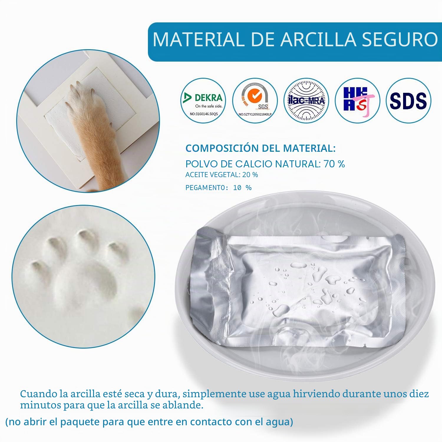 Kit marco huella para impresión de patas de mascota para perros y gatos:Marco de Recuerdo de Mascota,Artículos conmemorativos gato