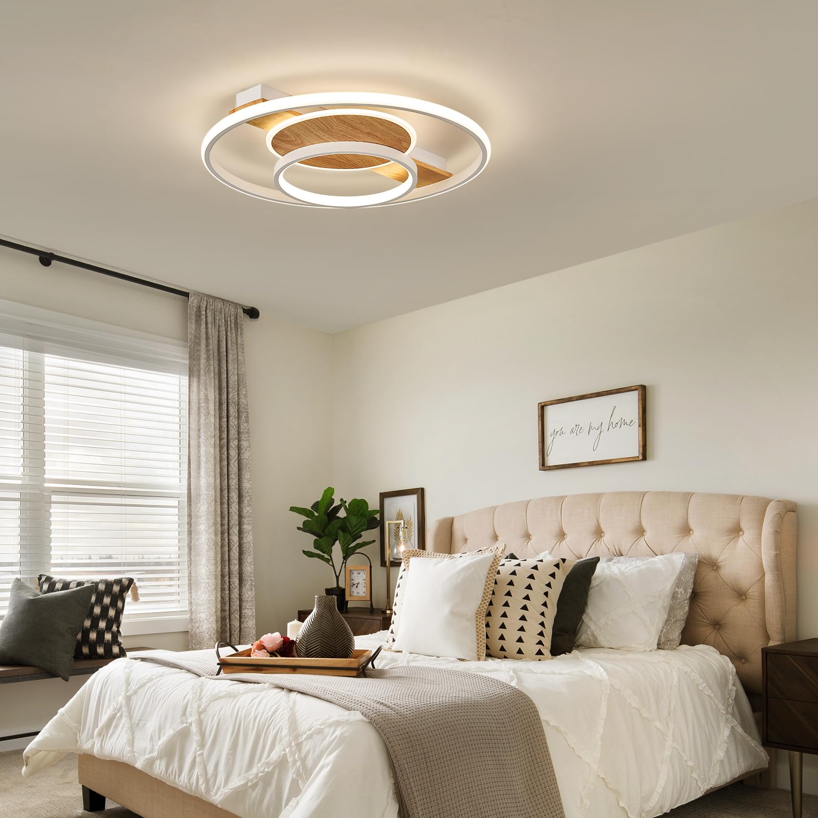 Qamra Modern Round LED Deckenleuchte,Weiß Deckenlampe 50 cm,4000 K | Deckenleuchte aus Aluminium, Metall und Silikon,Geeignet für Wohnzimmer, Schlafzimmer, Badezimmer, Flure,Küchen,48 W