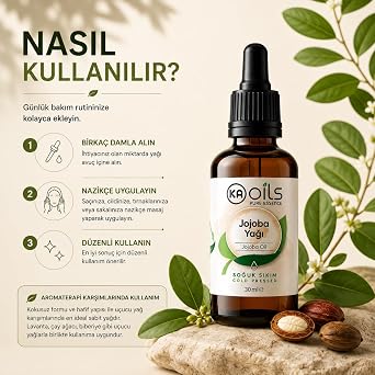 KAOils Jojoba Oil 30 ml - Natural and Pure Cold Press | Simmondsia Chinensis Oil | Aromatherapy Massage Oil Ideal for Skin and Hair Care
