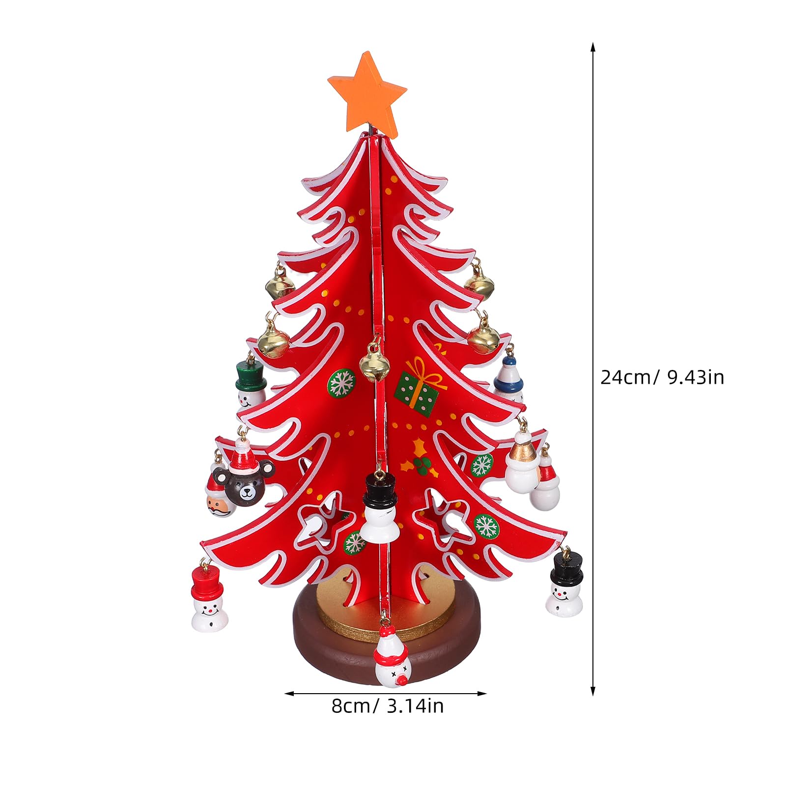 2pezzi Albero di Natale in Legno Mini con Ornamenti Appesi Decorazioni da Tavolo per Feste Alberi di Natale in Miniatura Artigianali
