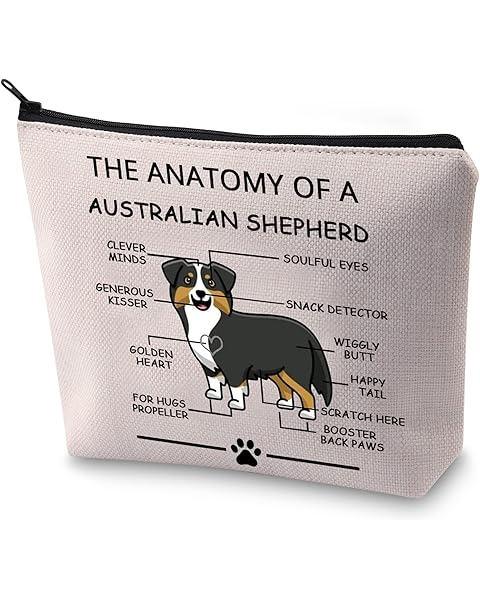 LEVLO Funny Australian Shepherd Lovers Gifts The Anatomy of A Australian Shepherd Cosmetic Bags Australian Shepherd Veterinary Mom Travel Toiletry Bags (Australian Shepherd)