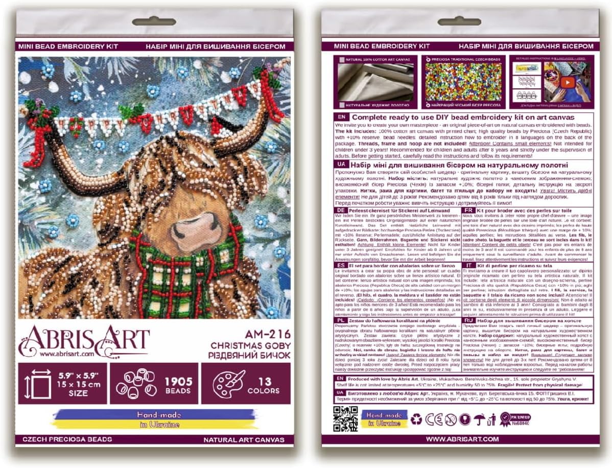Abris Art Christmas Goby Beaded Embroidery Kit