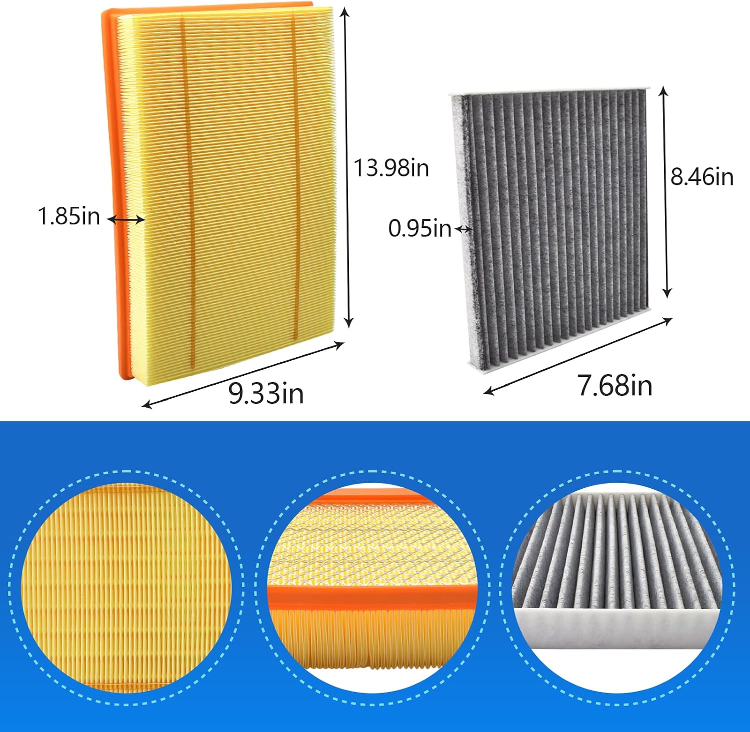 Engine Cabin Air Filter Fits for RAM 2016-2024 1500 3.0L 3.6L 5.7L 2011-2019 2500 5.7L 6.4L 2011-2018 3500 5.7L 6.4L 68318365AA 68441763AA